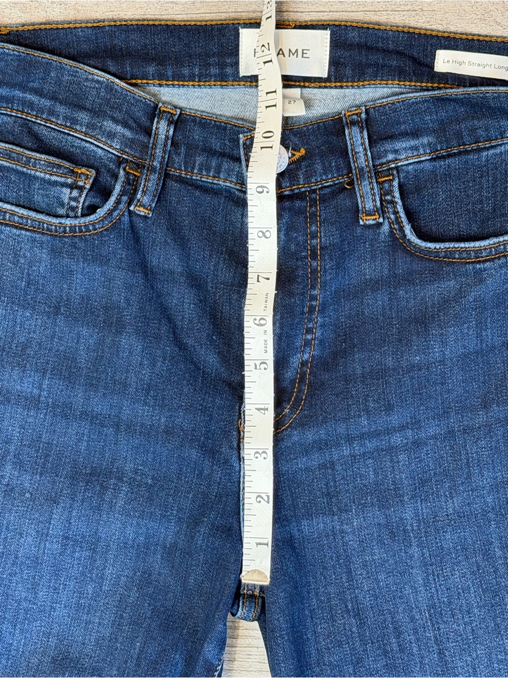 FRAME Le High Straight Long Jeans in Majesty Wash Size 27 Inseam 30” - Picture 10 of 13